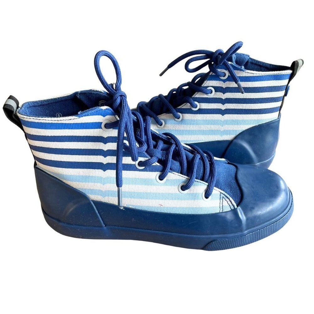 Hunter for Target Kids Dipped Canvas High‎ Top Sneakers, Blue & White - Sz 5